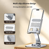 Aluminum Alloy 360° Rotating Adjustable Folding Mobile Phone and Tablet Stand Holder (Silver)
