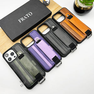 iPhone 15 Series Pu Leather Detachable Wallet Case Cover With Flexible Wrist Strap