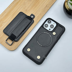 iPhone 15 Series Pu Leather Detachable Wallet Case Cover With Flexible Wrist Strap