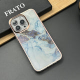iPhone 15 Series Luxury Side Edge Chrome Plated Glossy Marble Design Case Cover