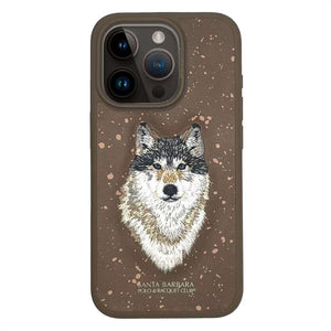 iPhone 15 Pro Max Premium Santa Barbara Savana Wolf Leather Case Cover (Brown)