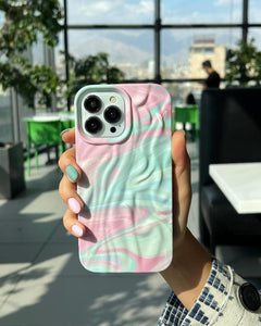 iPhone Rainbow Pastel 3D Wavy Design Silicone Case Cover