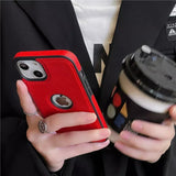 iPhone 15 Series Luxury Leather Logo Cut Back Cover
