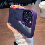 iPhone HD Clear Hybrid Case With Metal Lens Protection ( Deep Purple )