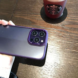 iPhone HD Clear Hybrid Case With Metal Lens Protection ( Deep Purple )