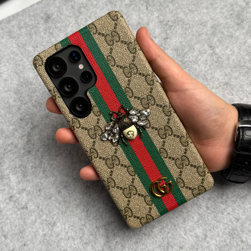 Luxury GG Brand 3D BEE Stripe Design Case Cover For Samsung Phone