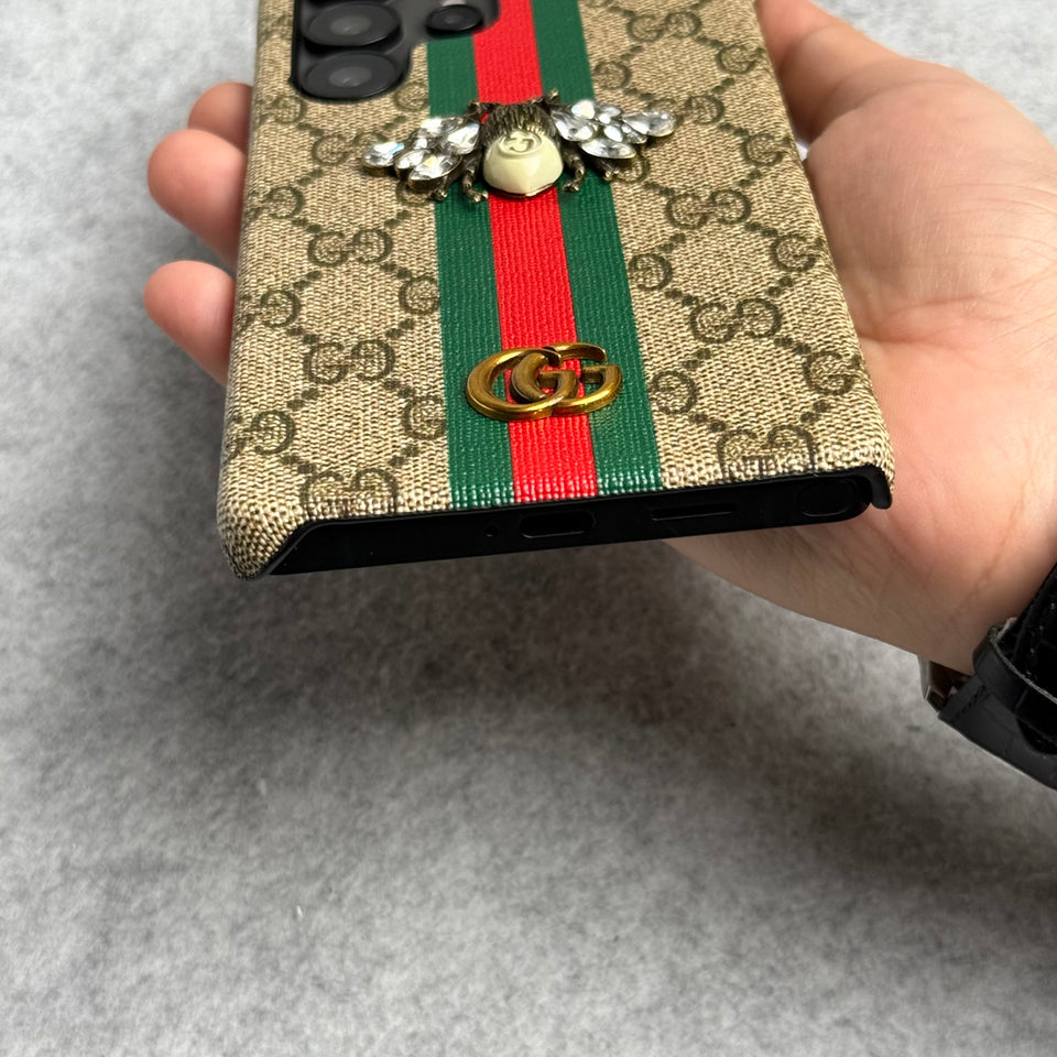 Luxury GG Brand 3D BEE Stripe Design Case Cover For Samsung Phone