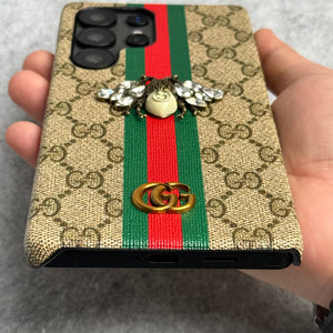 Luxury GG Brand 3D BEE Stripe Design Case Cover For Samsung Phone