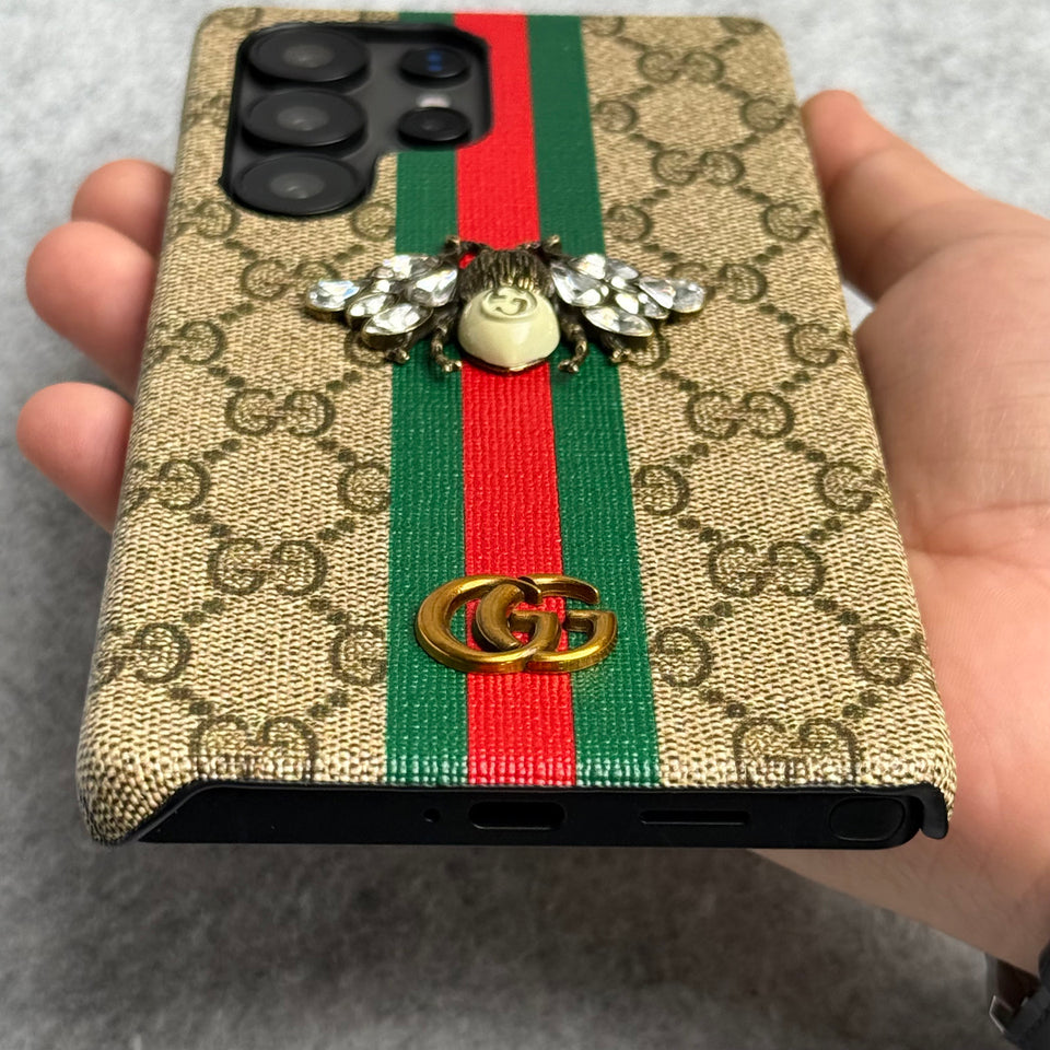 Luxury GG Brand 3D BEE Stripe Design Case Cover For Samsung Phone