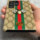 Luxury GG Brand 3D BEE Stripe Design Case Cover For Samsung Phone