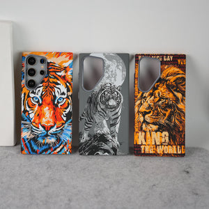 Samsung Galaxy Ultra Series Carbon Fiber Texture Tiger Lion Design Hard Pc MagSafe Case Cover