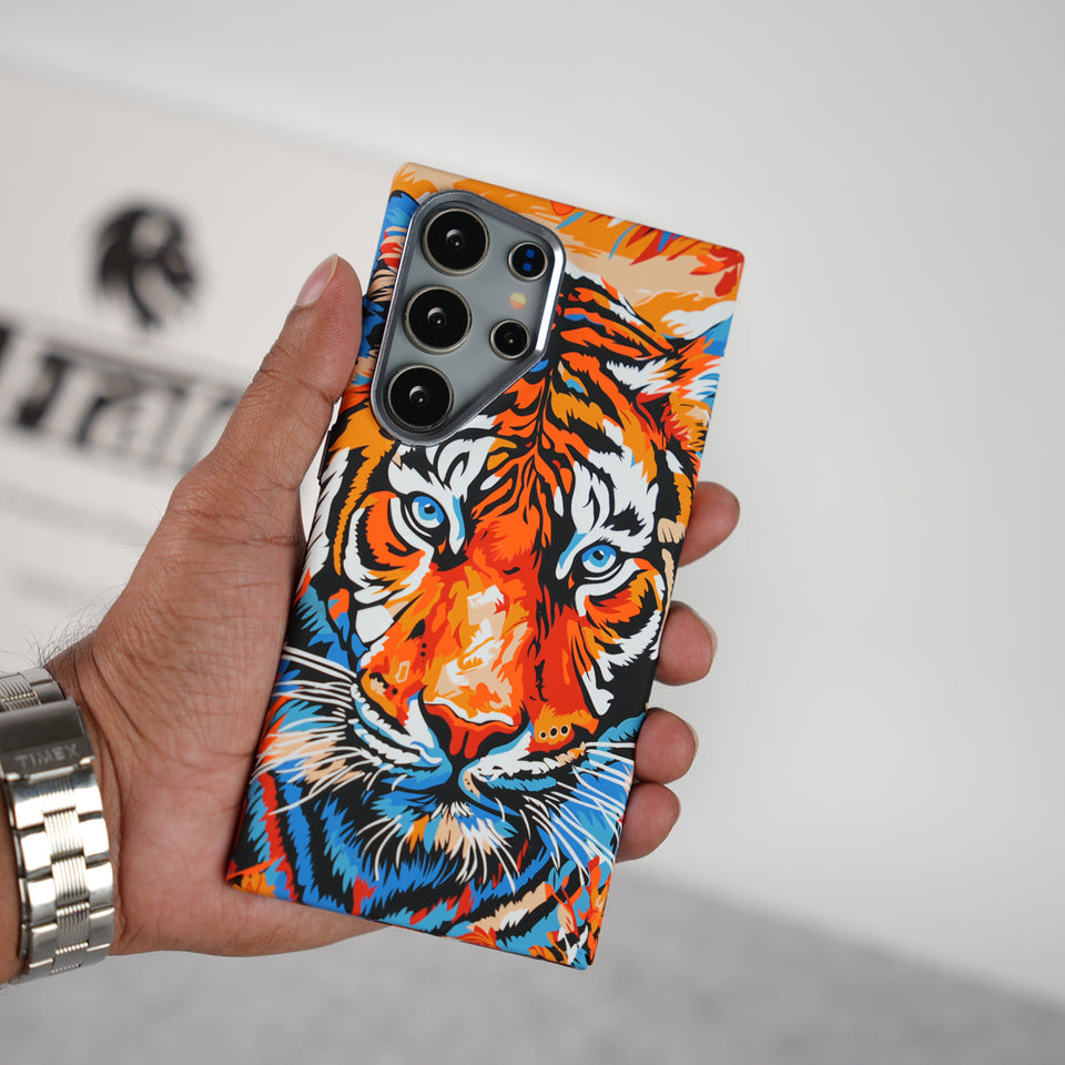 Samsung Galaxy Ultra Series Carbon Fiber Texture Tiger Lion Design Hard Pc MagSafe Case Cover