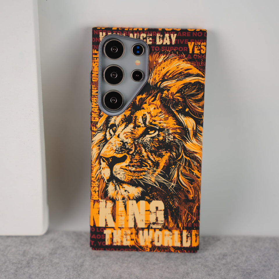 Samsung Galaxy Ultra Series Carbon Fiber Texture Tiger Lion Design Hard Pc MagSafe Case Cover