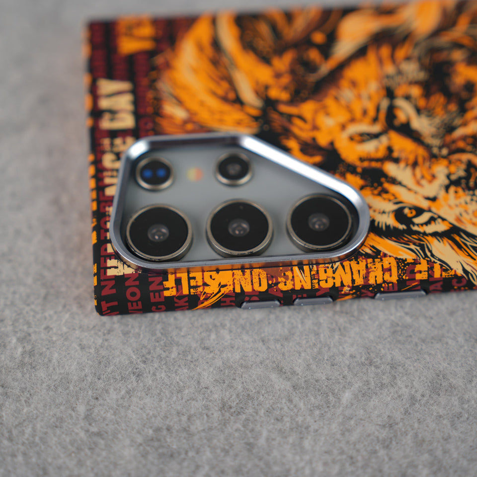 Samsung Galaxy Ultra Series Carbon Fiber Texture Tiger Lion Design Hard Pc MagSafe Case Cover