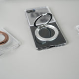 Samsung Galaxy Z Flip 7 Crystal Clear Case with 360° Rotating Stand & Front Glass Protection