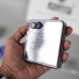 Samsung Galaxy Z Flip 7 Crystal Clear Case with 360° Rotating Stand & Front Glass Protection