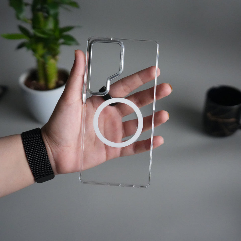 Galaxy S25 Ultra Metal Camera Ring Crystal Clear Shell Case | Shockproof Slim Cover