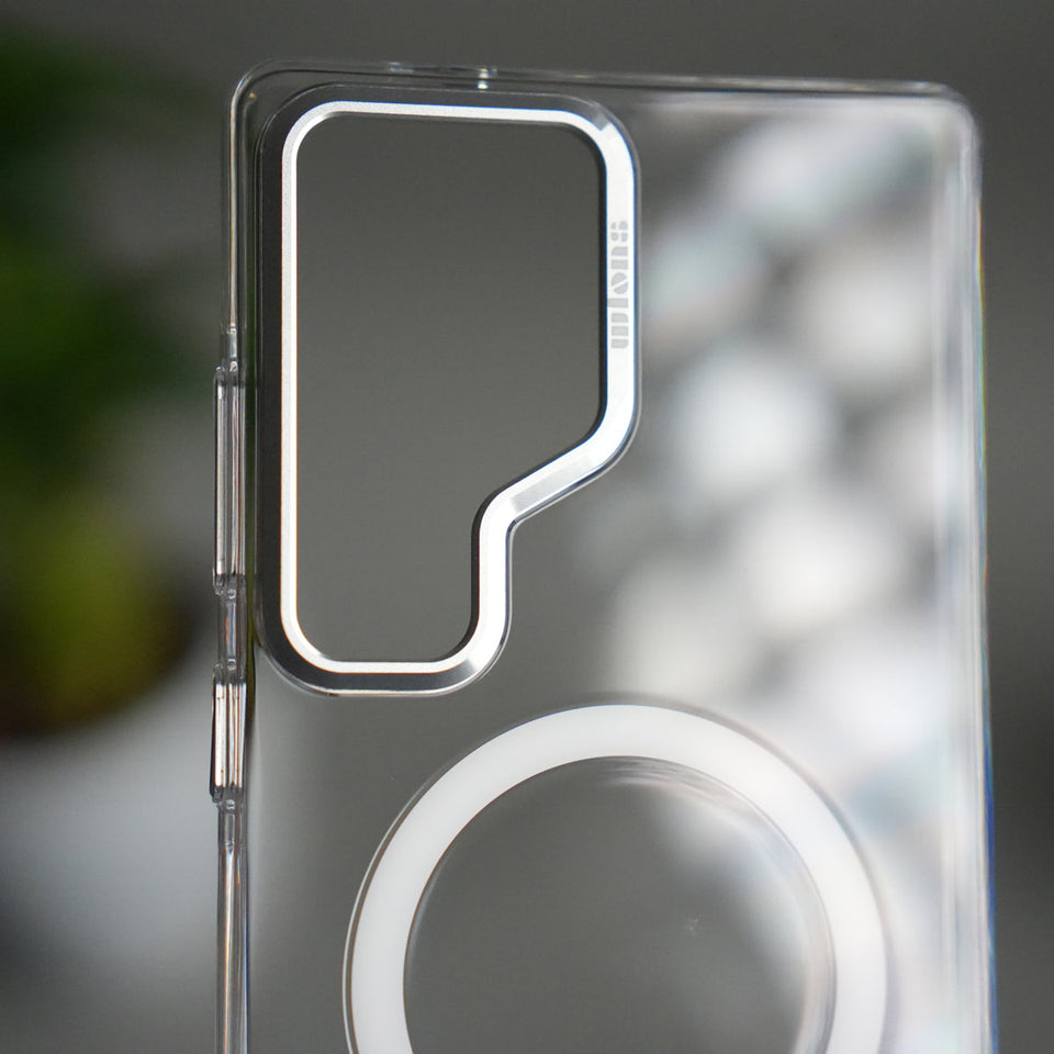 Galaxy S25 Ultra Metal Camera Ring Crystal Clear Shell Case | Shockproof Slim Cover