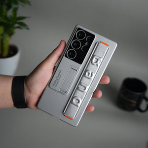 Galaxy S25 Ultra Case with Band Holder & Kickstand | Shockproof Luxury Back Cover | SILVER