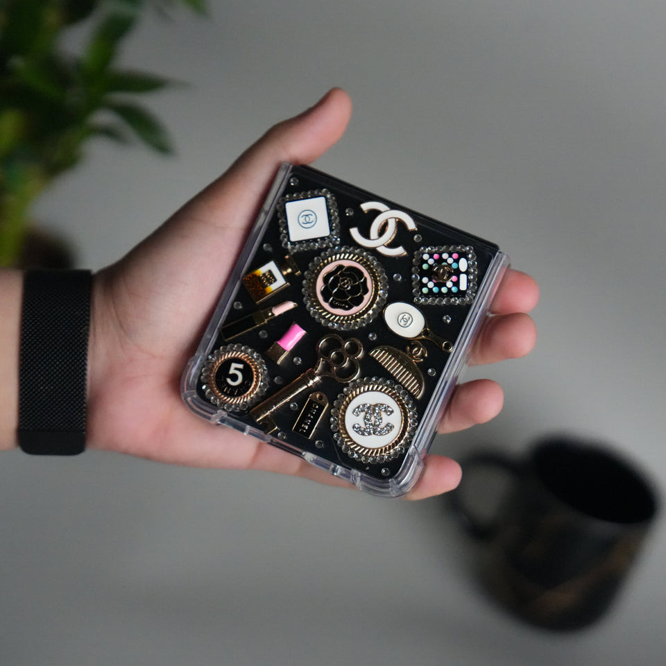 Galaxy Z Flip 7 Luxury 3D CC Make Up Clear Case | Crystal Shockproof Back Cover