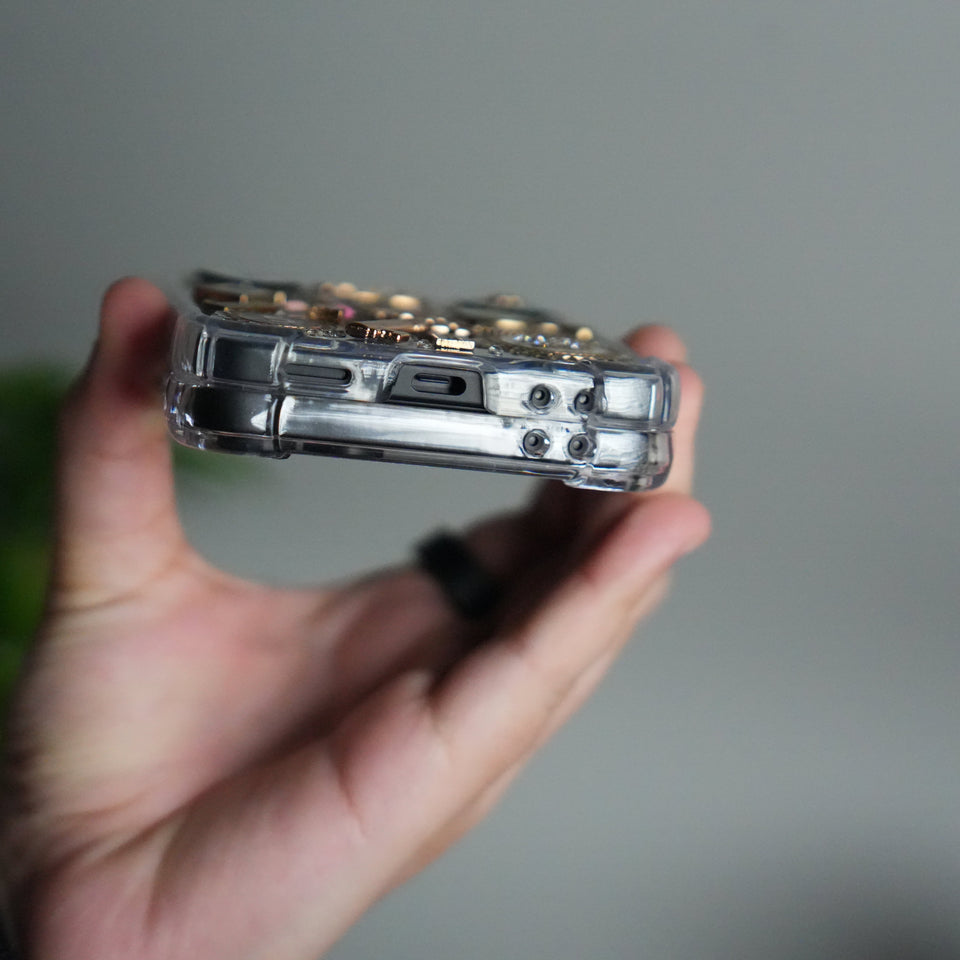 Galaxy Z Flip 7 Luxury 3D CC Make Up Clear Case | Crystal Shockproof Back Cover