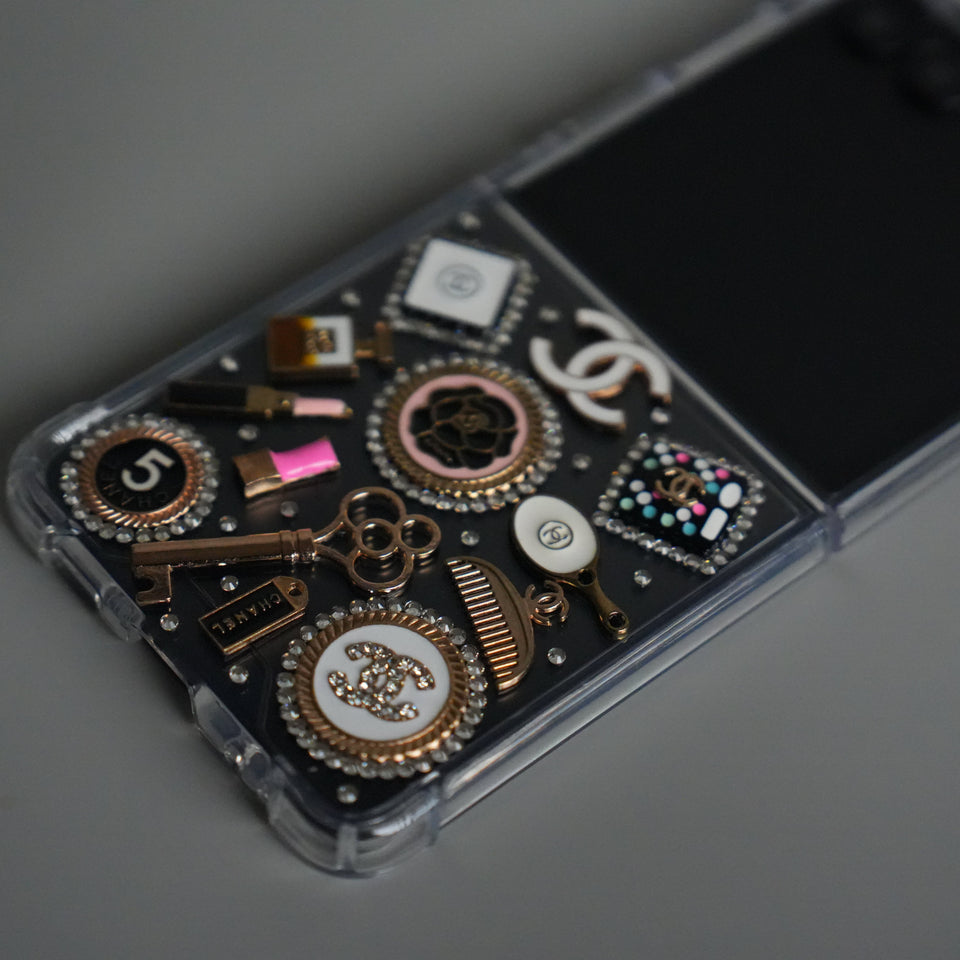 Galaxy Z Flip 7 Luxury 3D CC Make Up Clear Case | Crystal Shockproof Back Cover