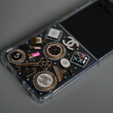 Galaxy Z Flip 7 Luxury 3D CC Make Up Clear Case | Crystal Shockproof Back Cover