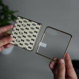 Galaxy Z Flip 7 Luxury Glossy Designer Glass Case | Gold Frame Cover with Front Glass