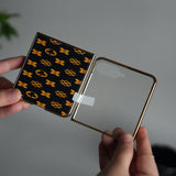 Galaxy Z Flip 7 Luxury Glossy Designer Glass Case | Gold Frame Cover with Front Glass