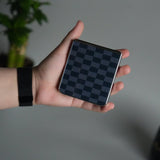 Galaxy Z Flip 7 Luxury Glossy Checks Designer Glass Case | Gold Frame Cover with Front Glass