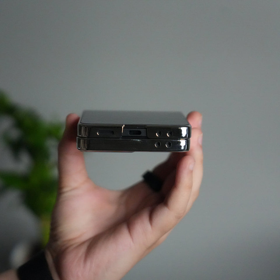 Galaxy Z Flip 7 Luxury Glossy Checks Designer Glass Case | Gold Frame Cover with Front Glass