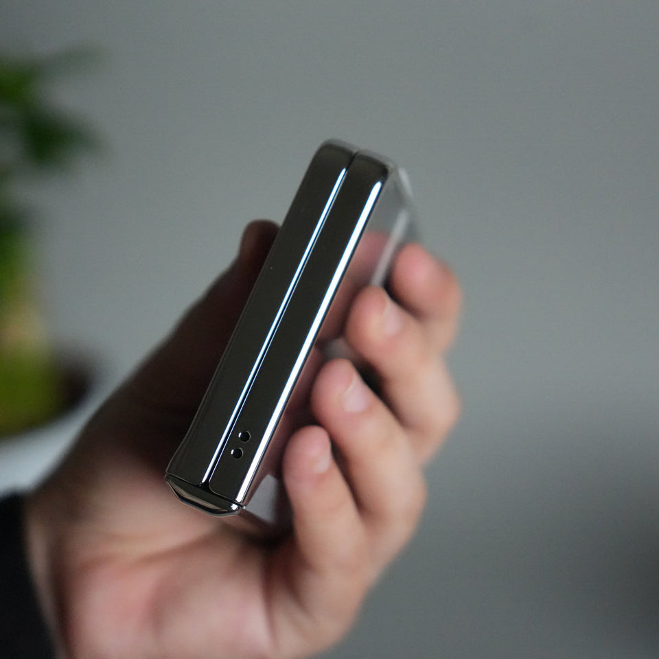 Galaxy Z Flip 7 Chrome Plated Clear Glass Case | Luxury Transparent Cover with Hinge Protection