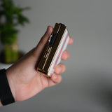 Galaxy Z Flip 7 Luxury Stripe Glass Case | Chrome Plated Clear Back Cover with Glossy Finish