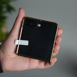 Galaxy Z Flip 7 Luxury Stripe Glass Case | Chrome Plated Clear Back Cover with Glossy Finish