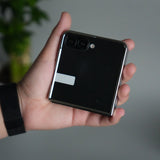 Galaxy Z Flip 7 Luxury Stripe Glass Case | Chrome Plated Clear Back Cover with Glossy Finish