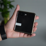 Galaxy Z Flip 7 Luxury Stripe Glass Case | Chrome Plated Clear Back Cover with Glossy Finish