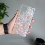 Galaxy S25 Ultra Iridescent Floral Case | Holographic Transparent Back Cover with 3D Flower Design