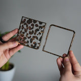 Galaxy Z Flip 7 Chrome Leopard Case | Luxury Transparent Back with Gold Frame