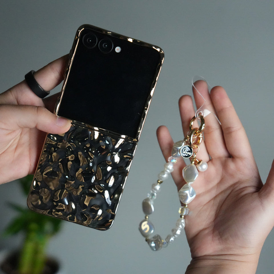 Galaxy Z Flip 7 Chrome Leopard Case | Luxury Transparent Back with Gold Frame