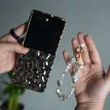 Galaxy Z Flip 7 Chrome Leopard Case | Luxury Transparent Back with Gold Frame