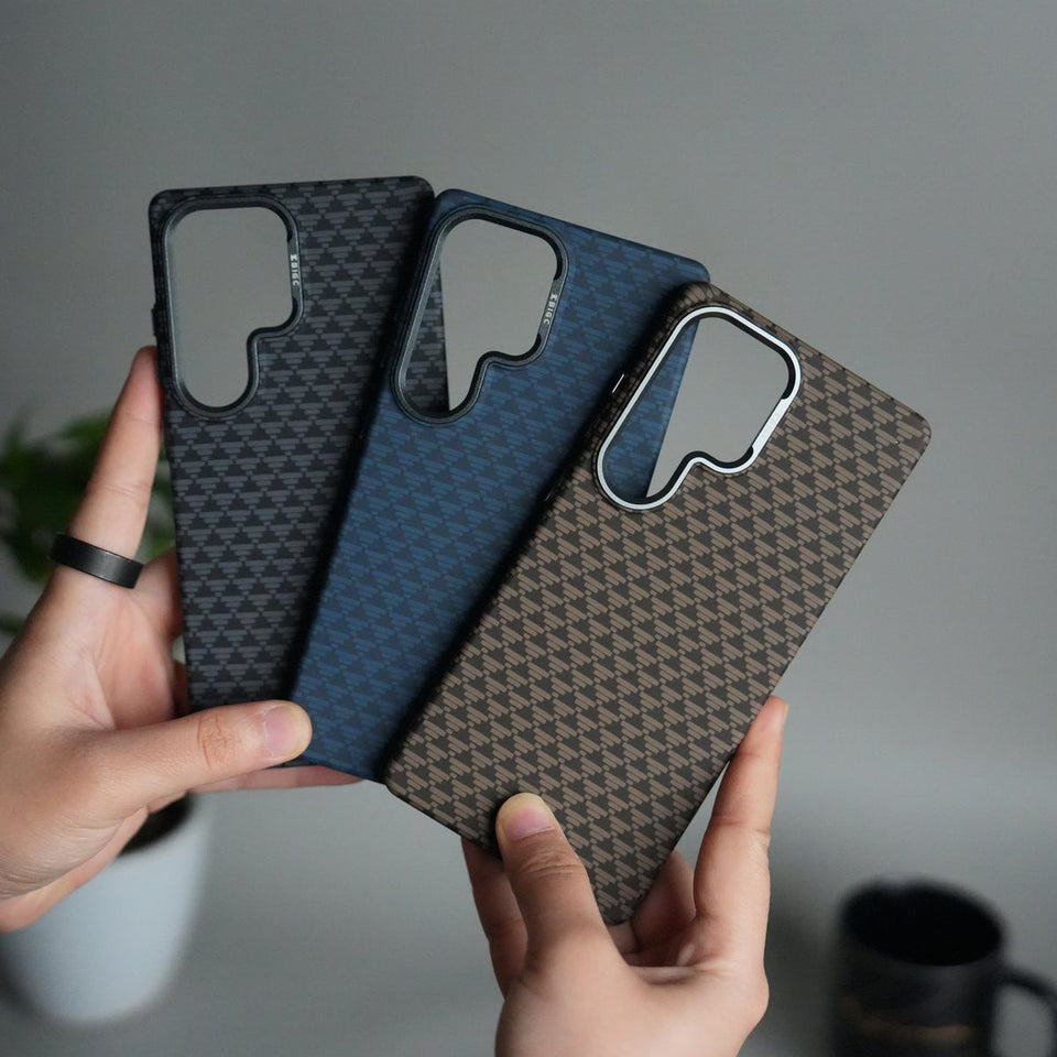 Galaxy S25 Ultra Houndstooth Pattern Case | Slim Hard Back Cover | Matte Finish Protective Case with MagSafe
