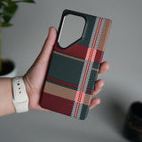 Galaxy S25 Ultra Carbon Fiber Texture Design Hard Pc MagSafe Case Cover GreenRed