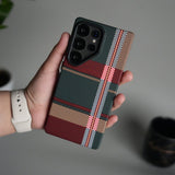 Galaxy S25 Ultra Carbon Fiber Texture Design Hard Pc MagSafe Case Cover GreenRed