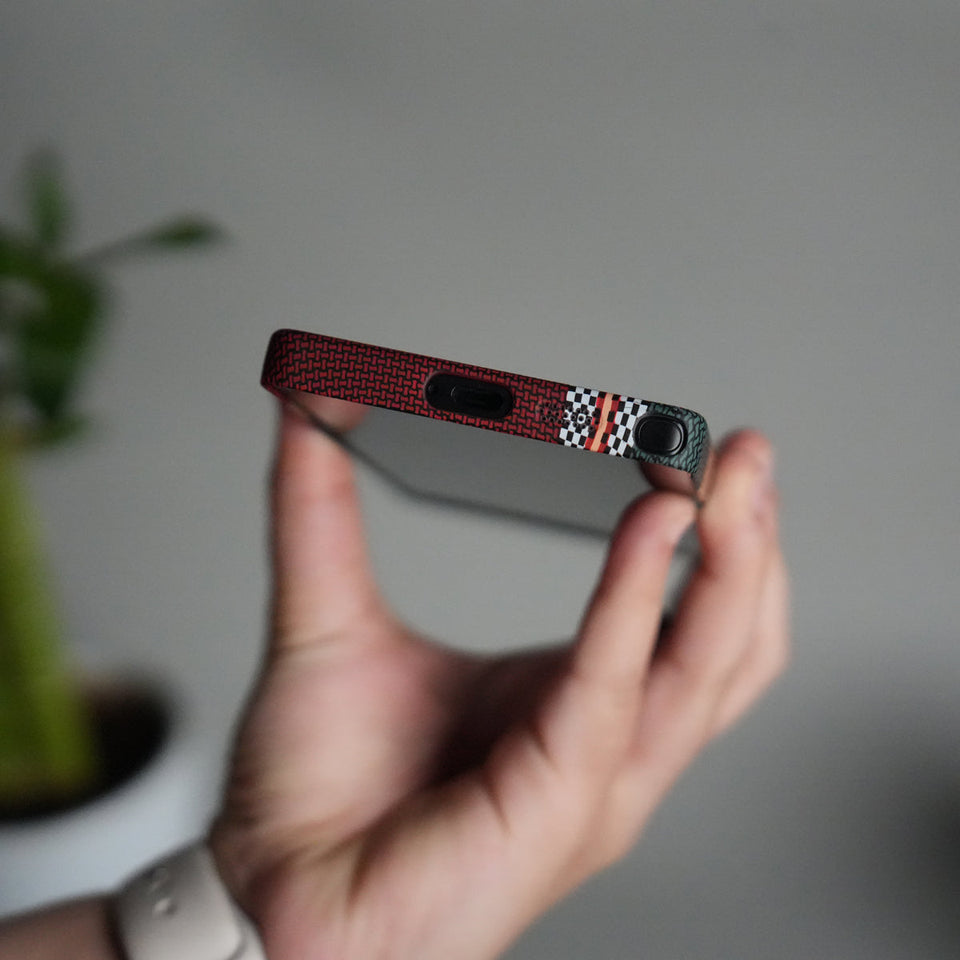 Galaxy S25 Ultra Carbon Fiber Texture Design Hard Pc MagSafe Case Cover GreenRed