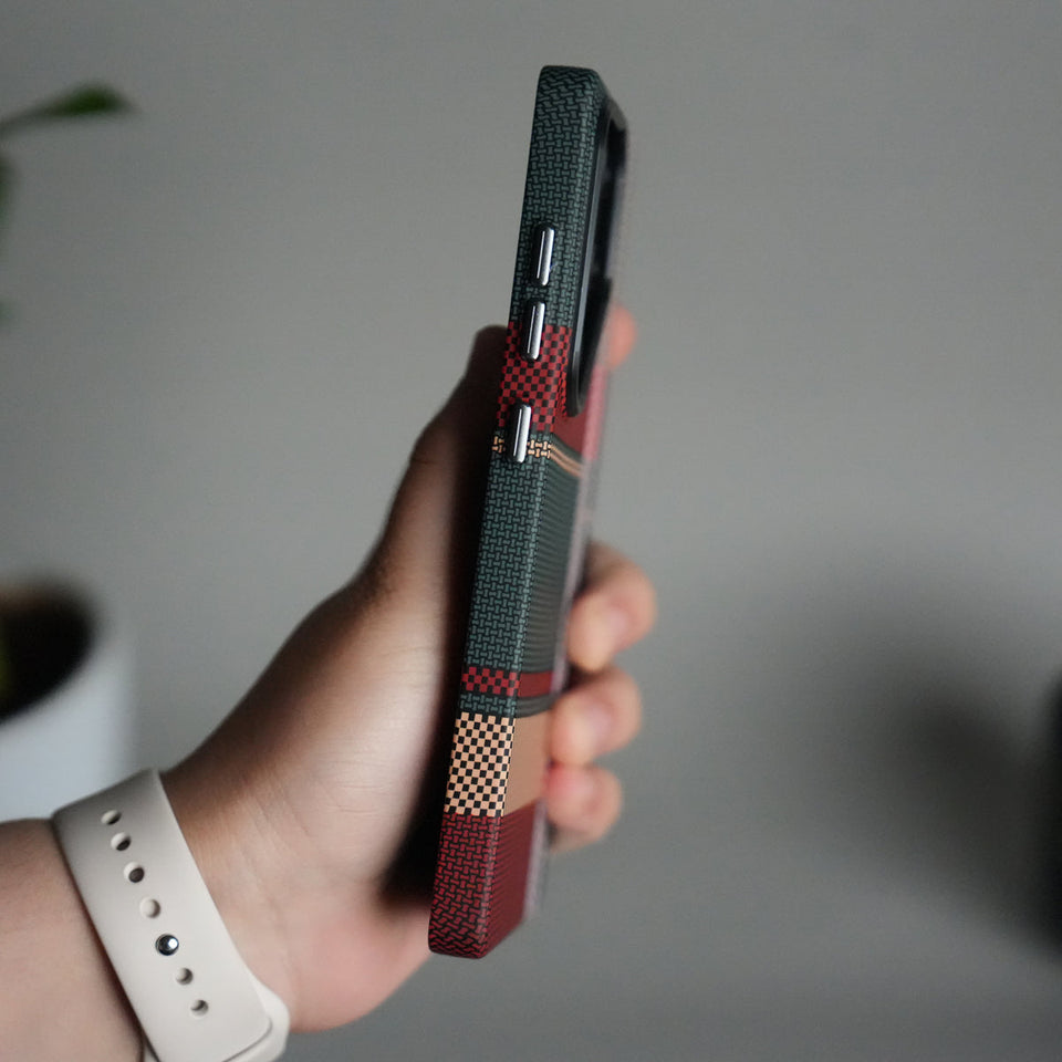 Galaxy S25 Ultra Carbon Fiber Texture Design Hard Pc MagSafe Case Cover GreenRed