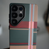 Galaxy S25 Ultra Carbon Fiber Texture Design Hard Pc MagSafe Case Cover GreenRed