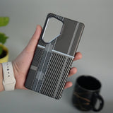 Galaxy S25 Ultra Carbon Fiber Texture Design Hard Pc MagSafe Case Cover MixLine Silver