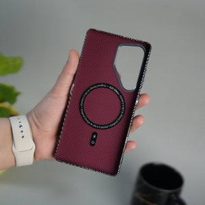 Galaxy S25 Ultra Carbon Fiber Texture Design Hard Pc MagSafe Case Cover MixLine Silver