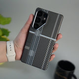 Galaxy S25 Ultra Carbon Fiber Texture Design Hard Pc MagSafe Case Cover MixLine Silver