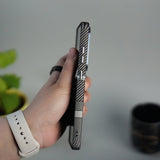 Galaxy S25 Ultra Carbon Fiber Texture Design Hard Pc MagSafe Case Cover MixLine Silver